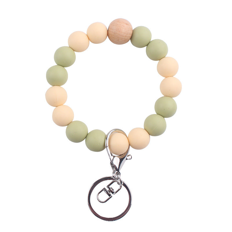 Wholesale Solid Color Silicone Beaded Wrist Keychain