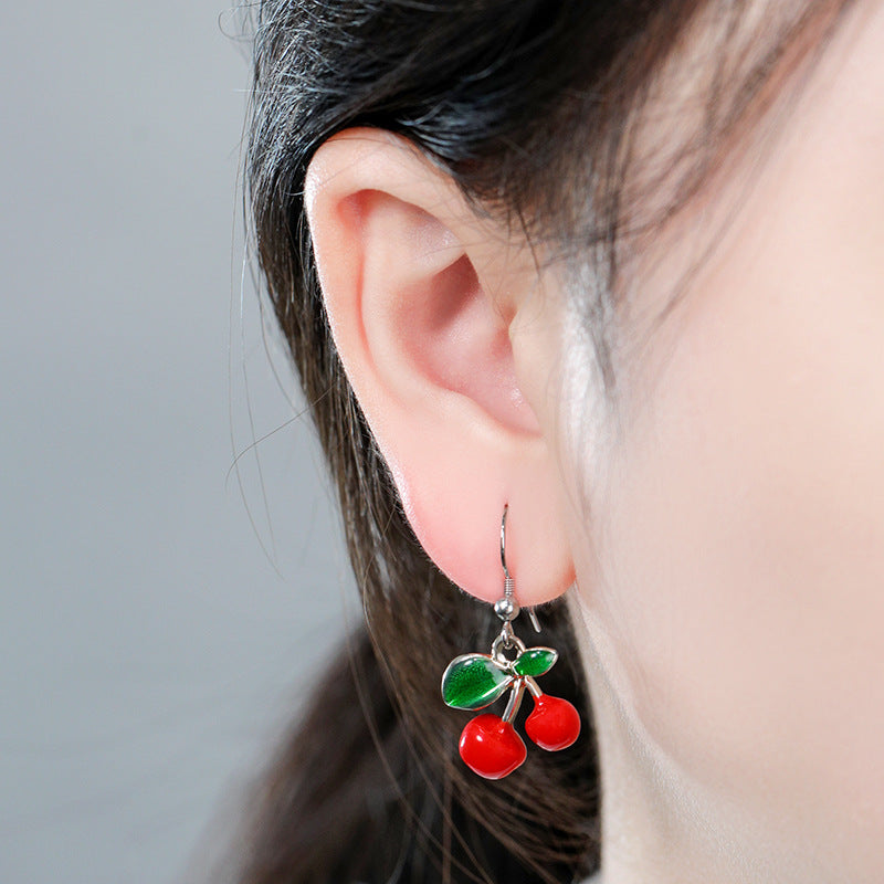 Wholesale Red cherry earrings exquisite cute pendant