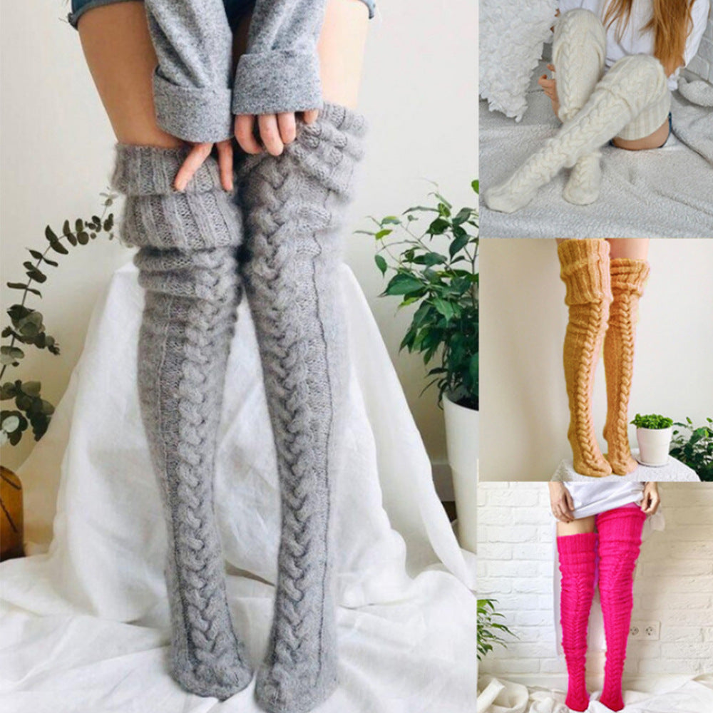 Wholesale Autumn and Winter Woolen Warm Foot Covers Solid Color Thick Stockings Pile Socks