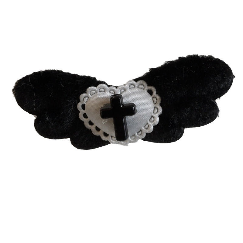 Wholesale White Angel Heart Cross Wings Hairpin