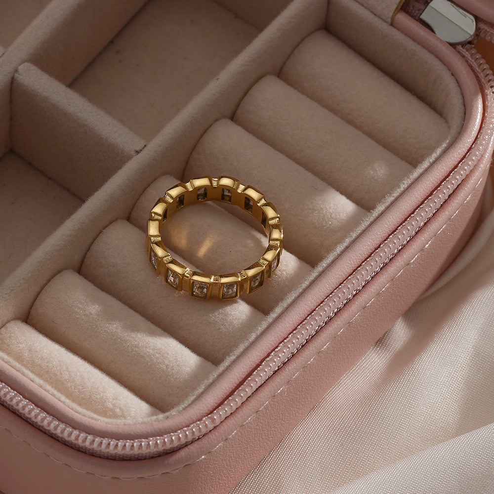 Wholesale Square Zirconia Inlaid Stainless Steel Ring