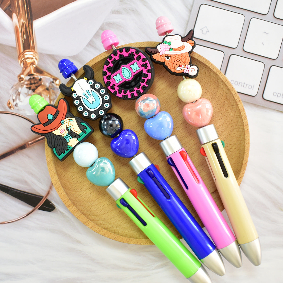 Wholesale   Random 100pcs/pack  Denim series soft rubber ballpoint pen beads
