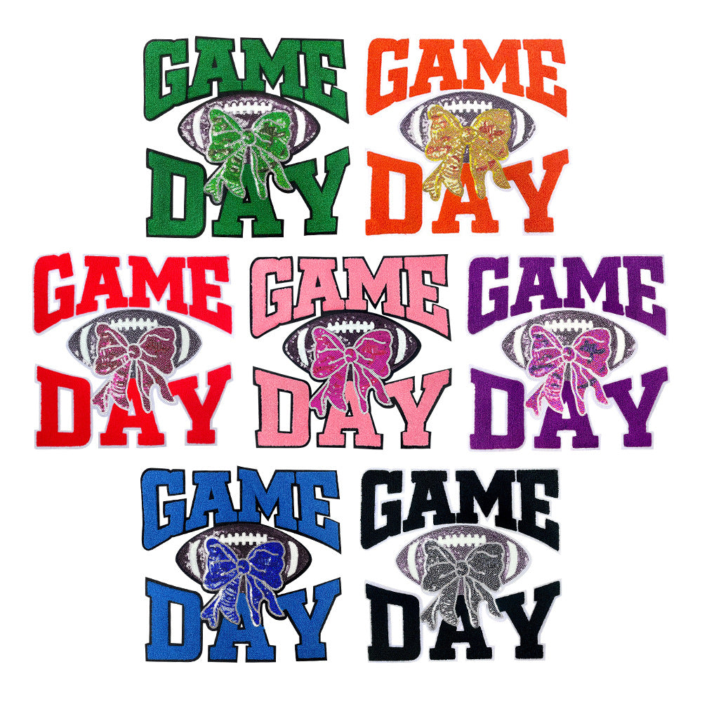 Wholesale Large Sequin Embroidered Patch Gameday Football Iron On Applique DIY et Decoration