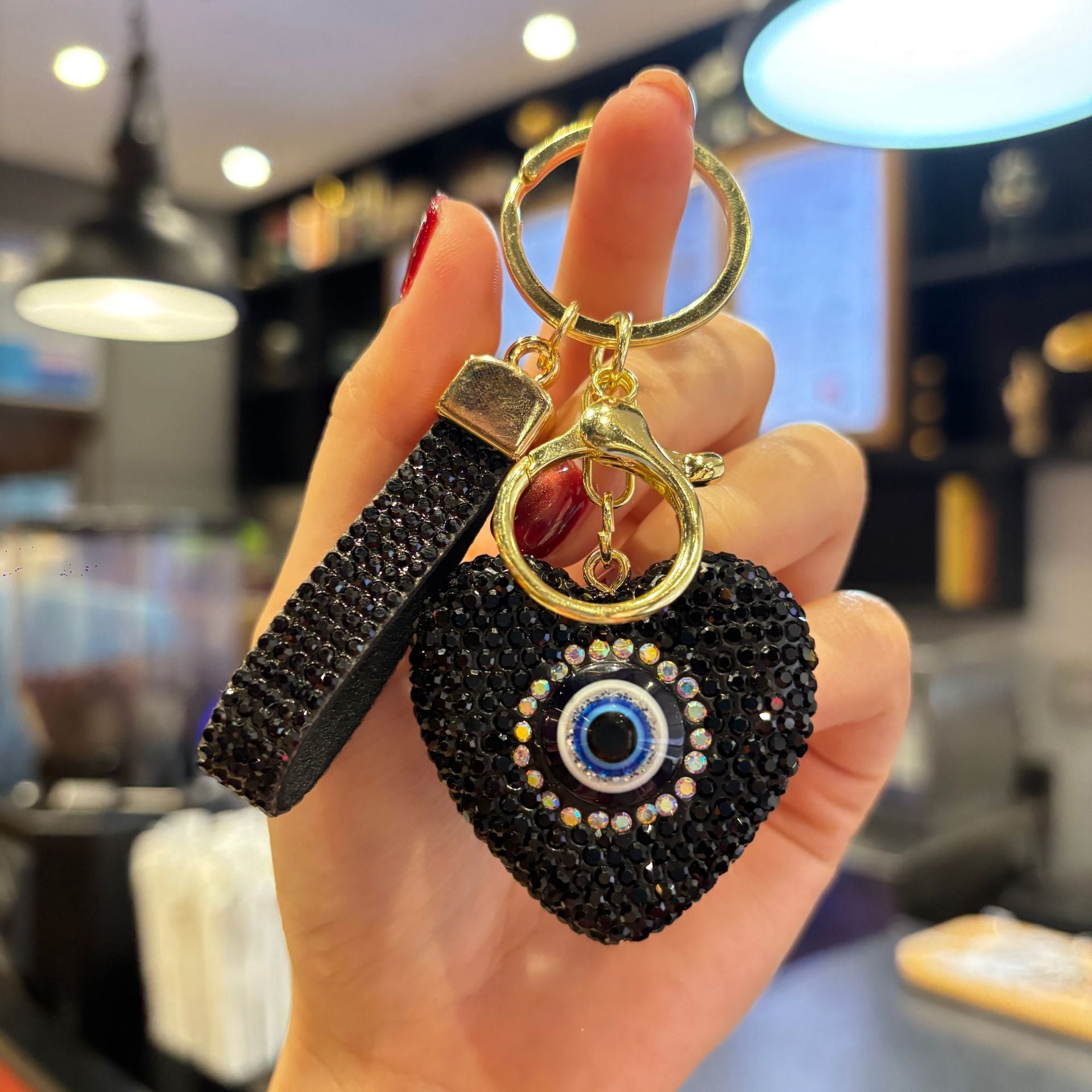 Wholesale Clay Full Rhinestone Heart Keychain