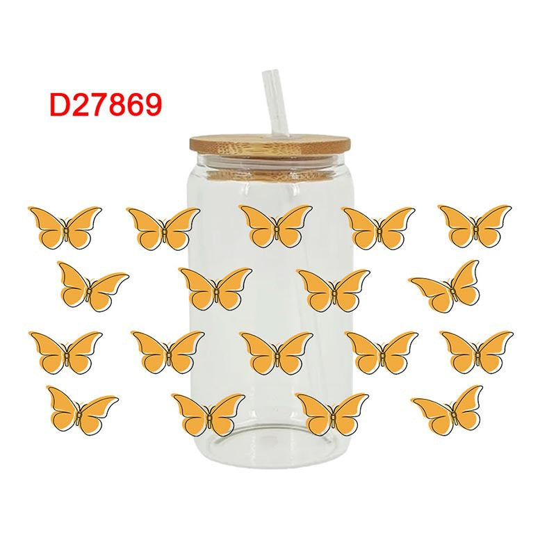 Wholesale Colorful Dancing Butterfly 16oz Cup UV DTF Wraps