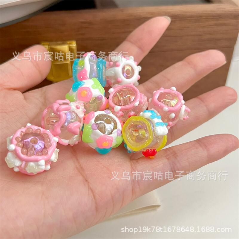 Wholesale 10pcs Colorful 16mm cartoon through-hole beads