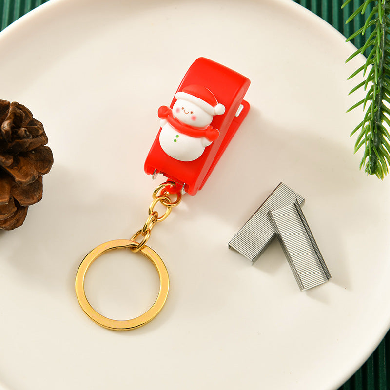 Wholesale Christmas Cute Cartoon Mini Stapler Student Small Stapler with Keychai