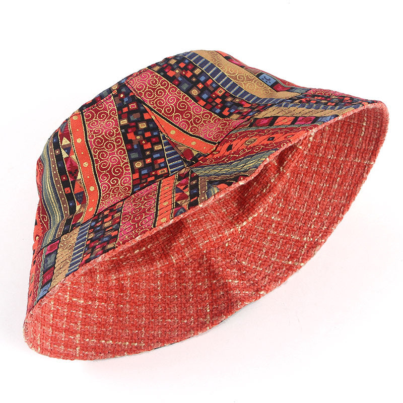 Wholesale Cotton Vintage Ethnic Style Reversible Printed Bucket Hat