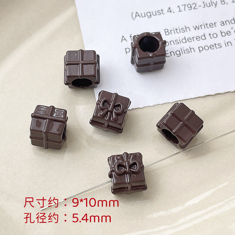 Wholesale 10pcs Dopamine Christmas Series Colorful Love Gift Box Beads