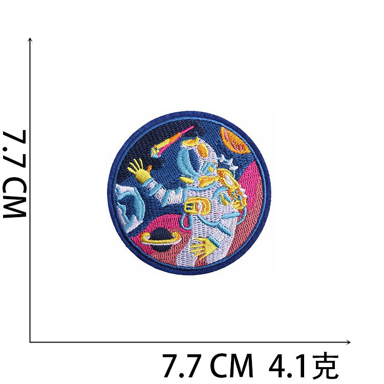 Wholesale Polyester Iron On Embroidered Patches Astronaut Space Rocket Design DIY Decorative Applique For Clothing Boutique Resale