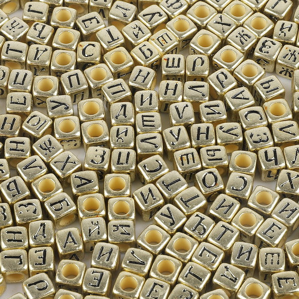 Wholesale 100pcs Acrylic Square Number English Alphabet Beads