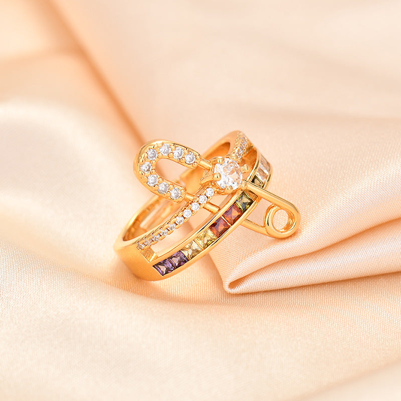 Wholesale Full diamond open paper clip ring