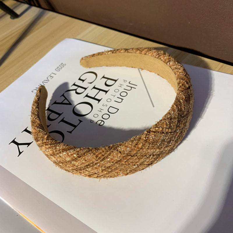 Wholesale Plush Plaid Knitted Vintage Sponge Fabric Headband