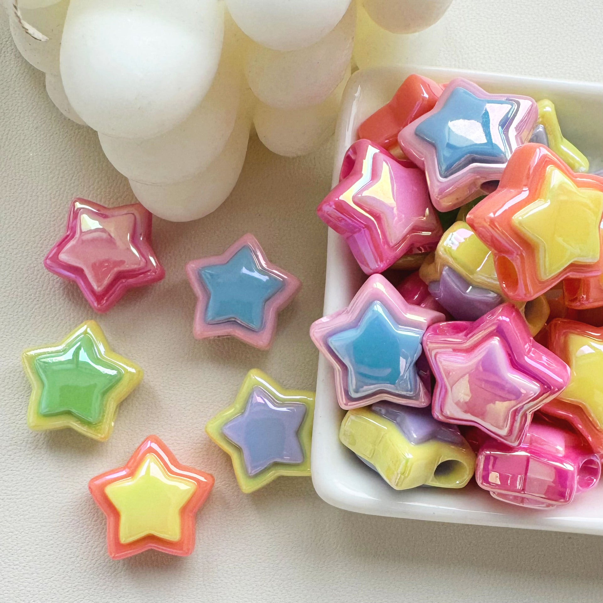 Wholesale 10pcs Color matching five-pointed star flower love resin beads