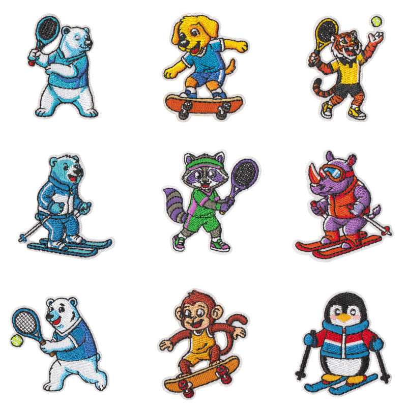 Wholesale Stylish Cute Animal Polyester Iron On Patches 9 Piece Set For Towels Clothing DIY Craft Boutique