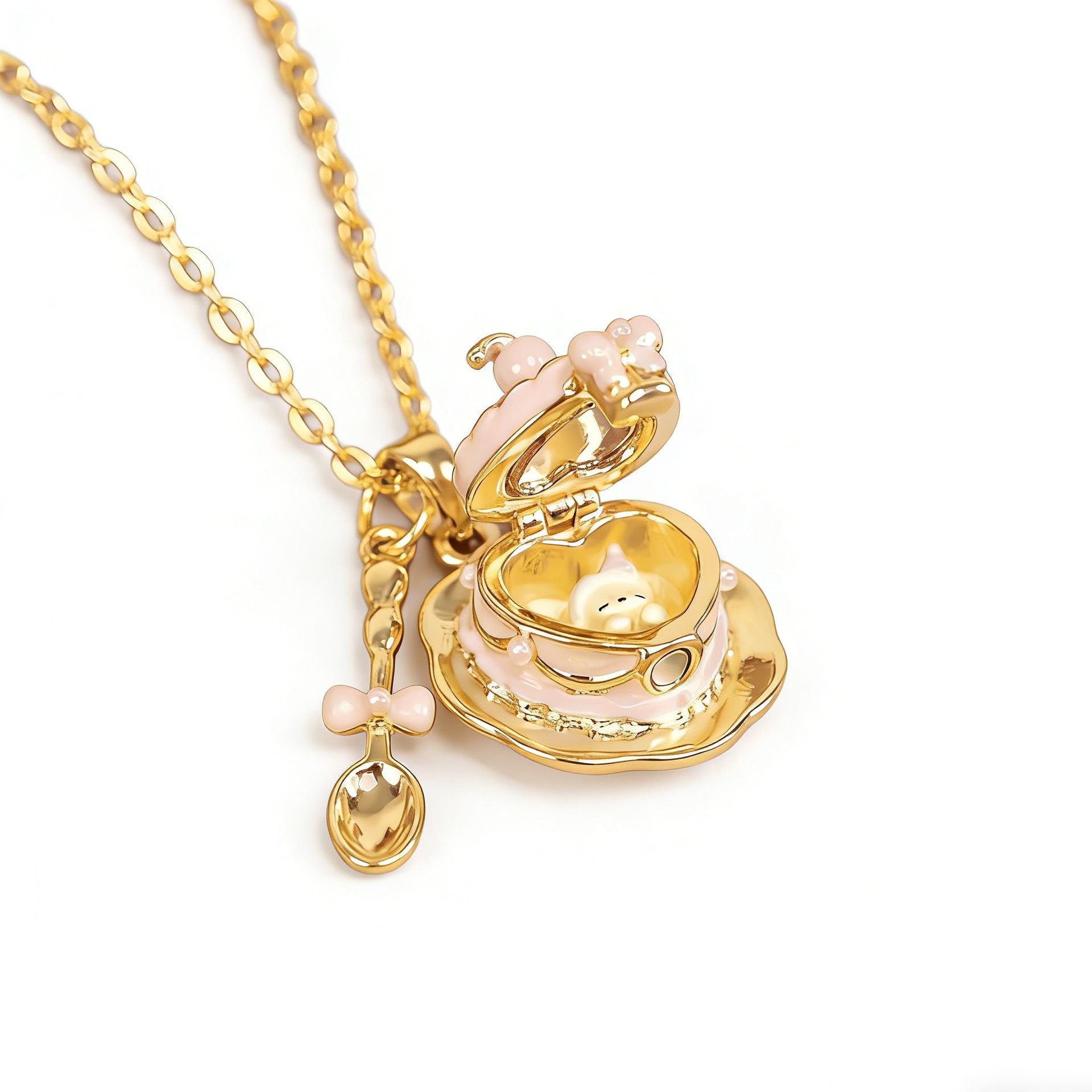 Wholesale cup-shape openable necklace teaspoon design