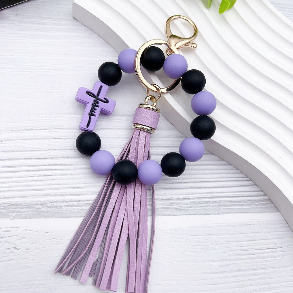Wholesale Cross Beaded Bracelet Keychain