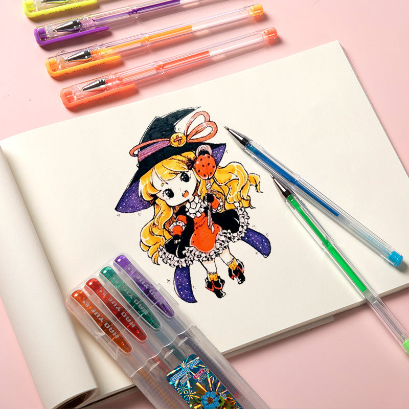 Wholesale Fluorescent Glitter Gouache Plastic Color Gel Pen Set