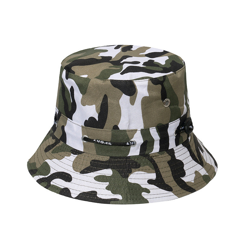 Wholesale Camouflage Drawstring Outdoor Mountaineering Travel Sunshade Polyester Fisherman Hat