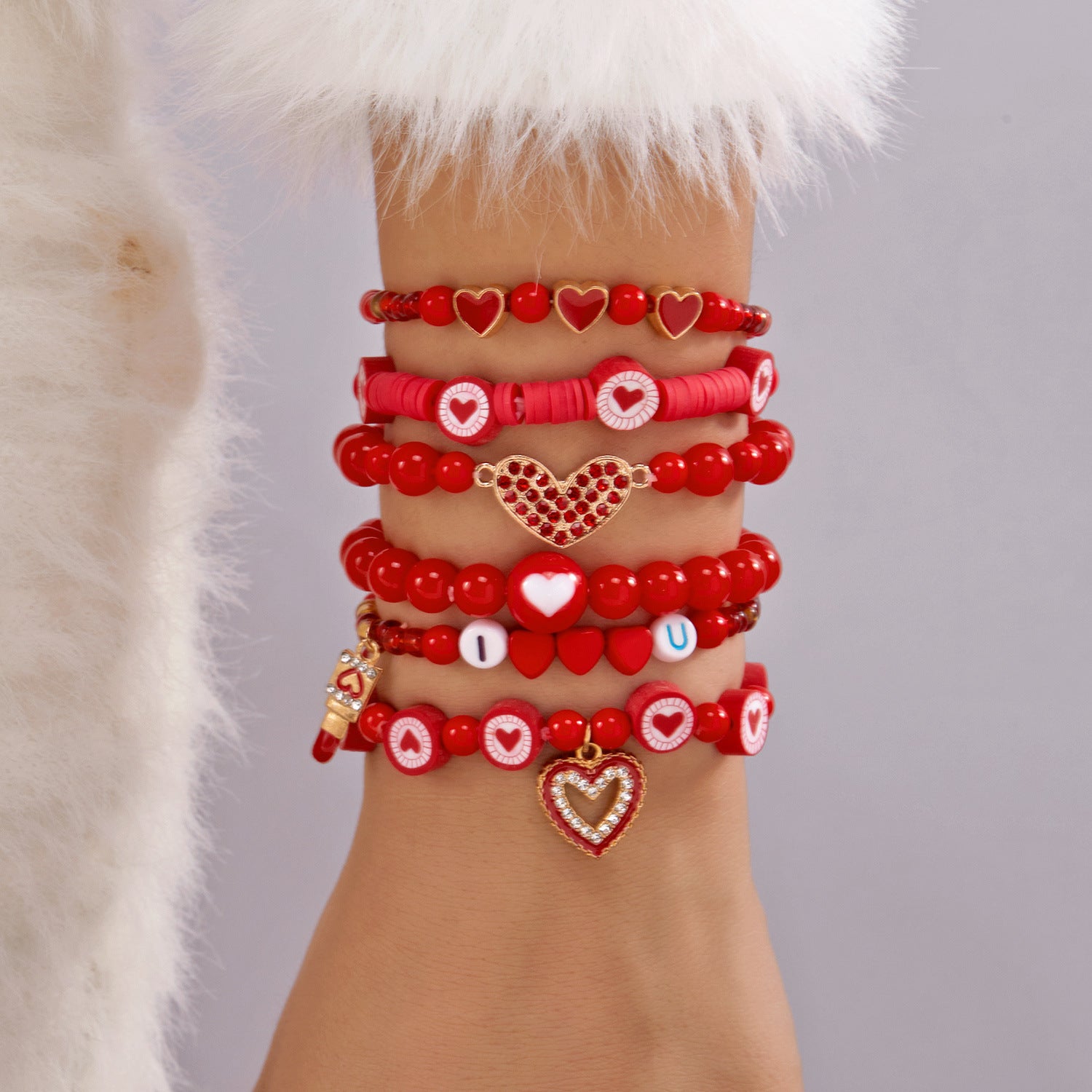 Wholesale  Valentine' s Day Heart Multi Bracelet Set