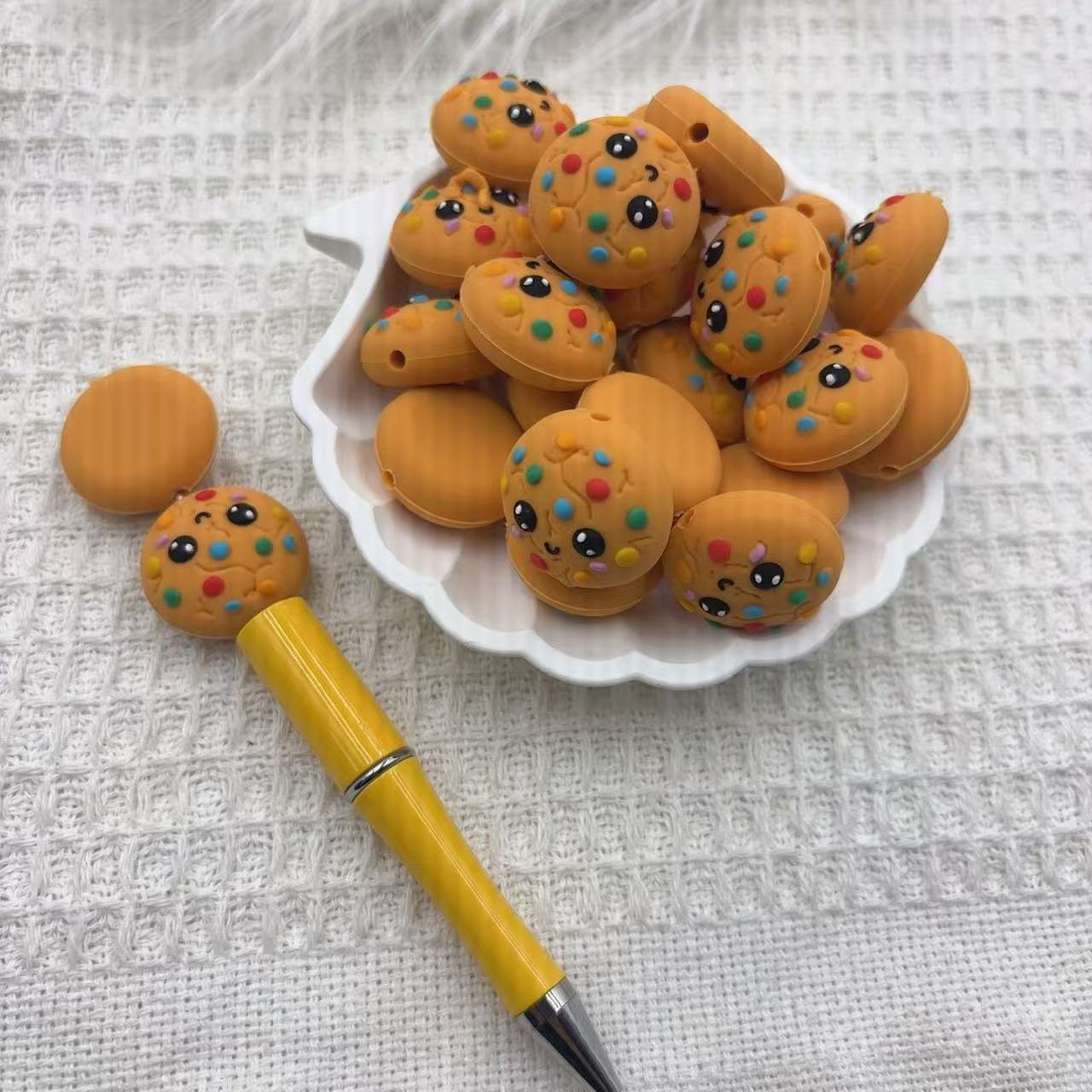 Wholesale 10pcs Silicone Biscuit Beads