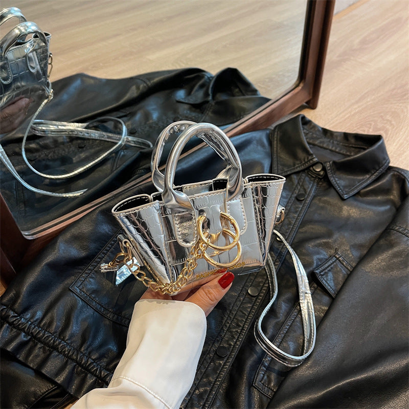 Wholesale Mini Bucket Bag Shiny Surface One Shoulder PU Handbag Diagonal Bag