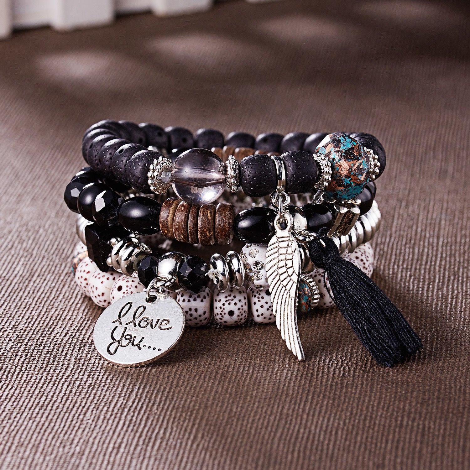 Wholesale Bohemian Wings Tassel Rice Beads Beaded Bracelet