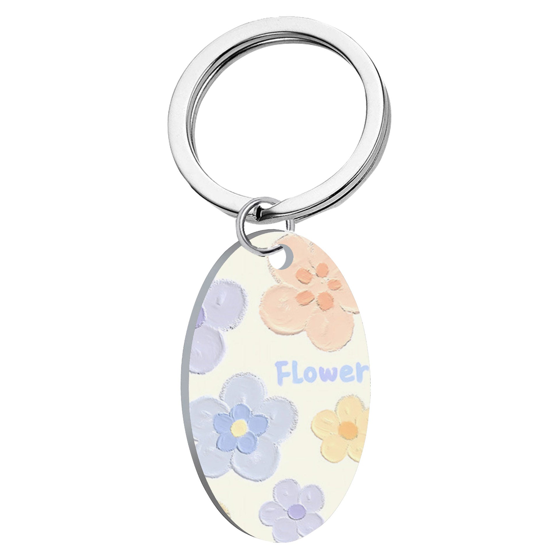 Wholesale Oil Painting Flower Stainless Steel Keychains