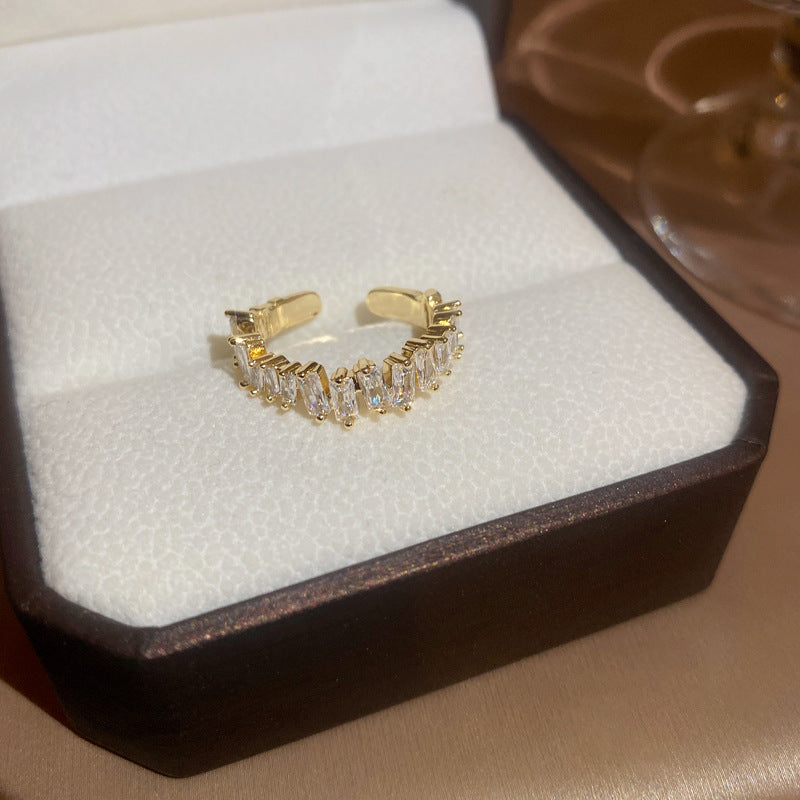 Wholesale Diamond Inlaid Zircon Geometric Opening Metal Rings
