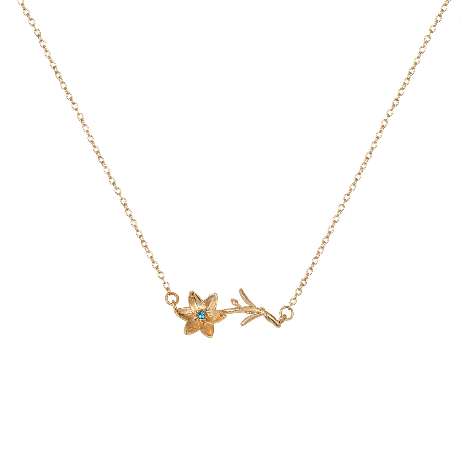 Wholesale 3D December Birth Flower Pendant Necklace Gold Plated Copper Decorative Jewelry Accessory