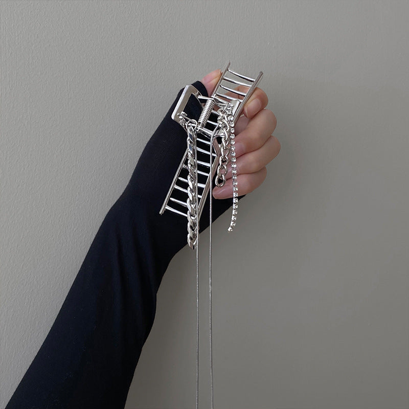 Wholesale personalized hairpin exaggerated shark clip back tassel chain hair accessories