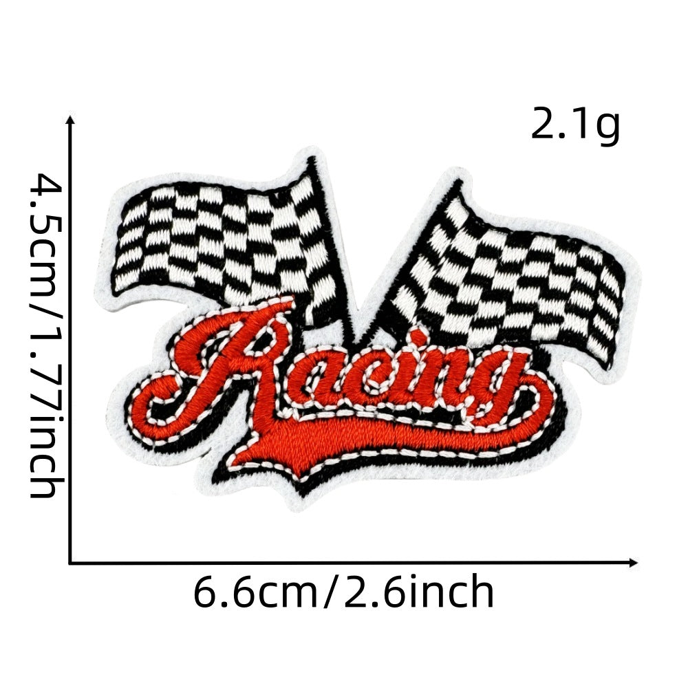Wholesale Motorcycle Racing Cartoon Embroidered Patches Black White Graffiti Theme Party Bag Decoration