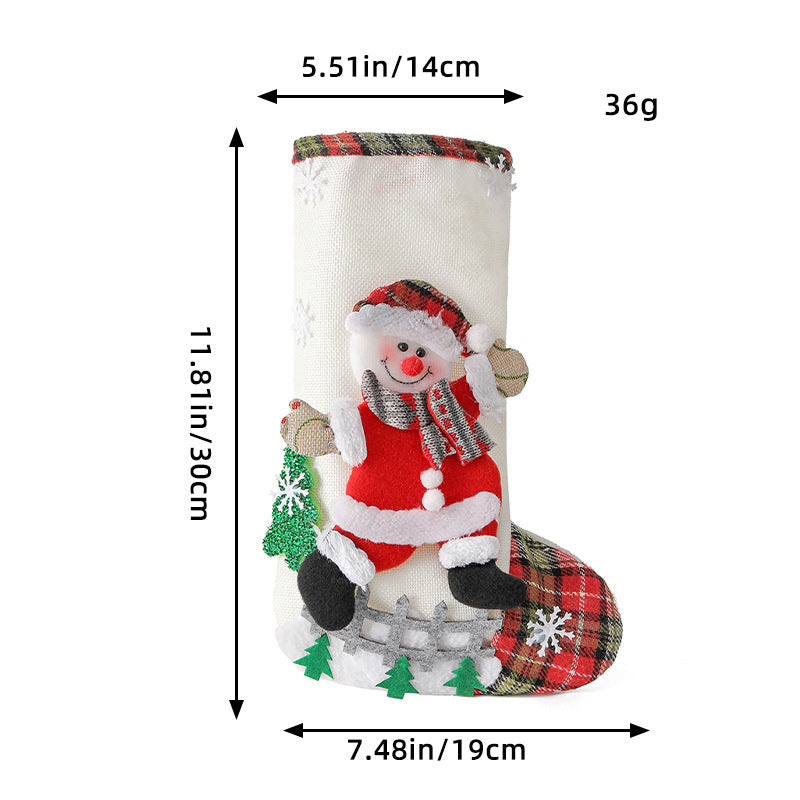 Wholesale Linen Large Christmas Stocking Gift Bag Pendant