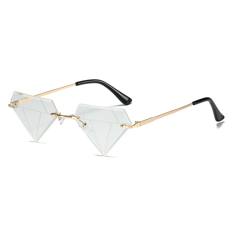 Wholesale Rimless Diamond Shape Hip Hop Sunglasses
