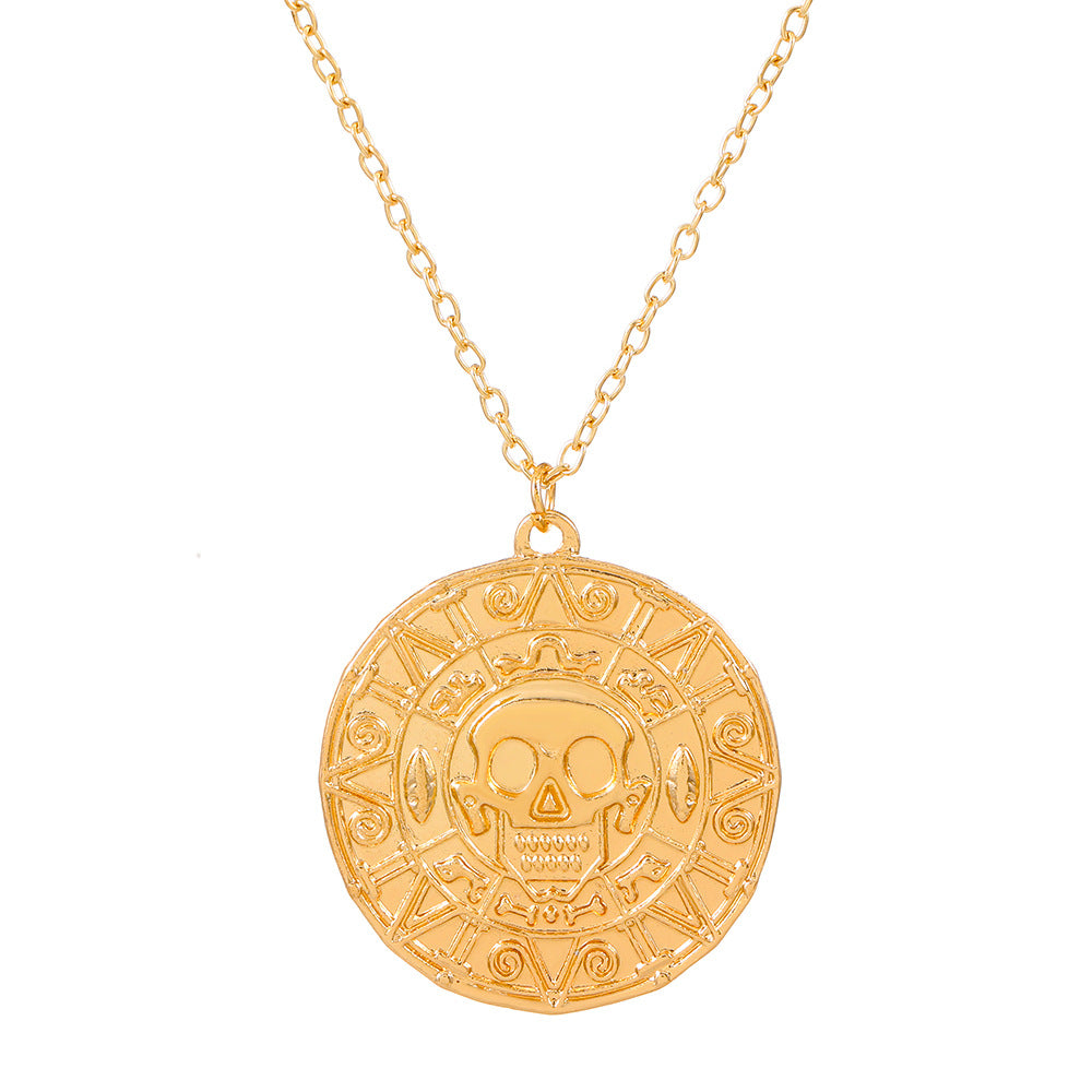 Wholesale Movie Aztec Coin Skull Pendant Necklace Men S Chain Jewelry Fashion Accessory OLY Exclusive Gift
