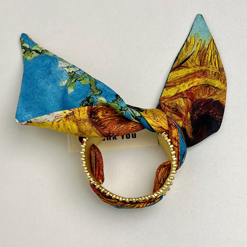 Wholesale Retro vintage style gold silk scarf open wide bracelet niche exaggerated high-end Bracelet