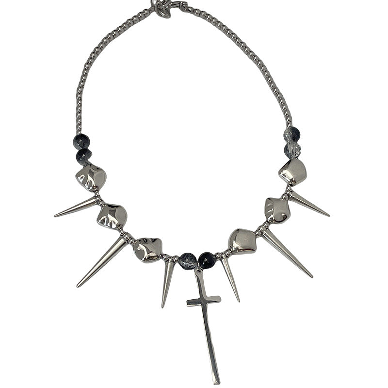 Wholesale Cross rivet exaggerated punk necklace clavicle chain hip hop necklace