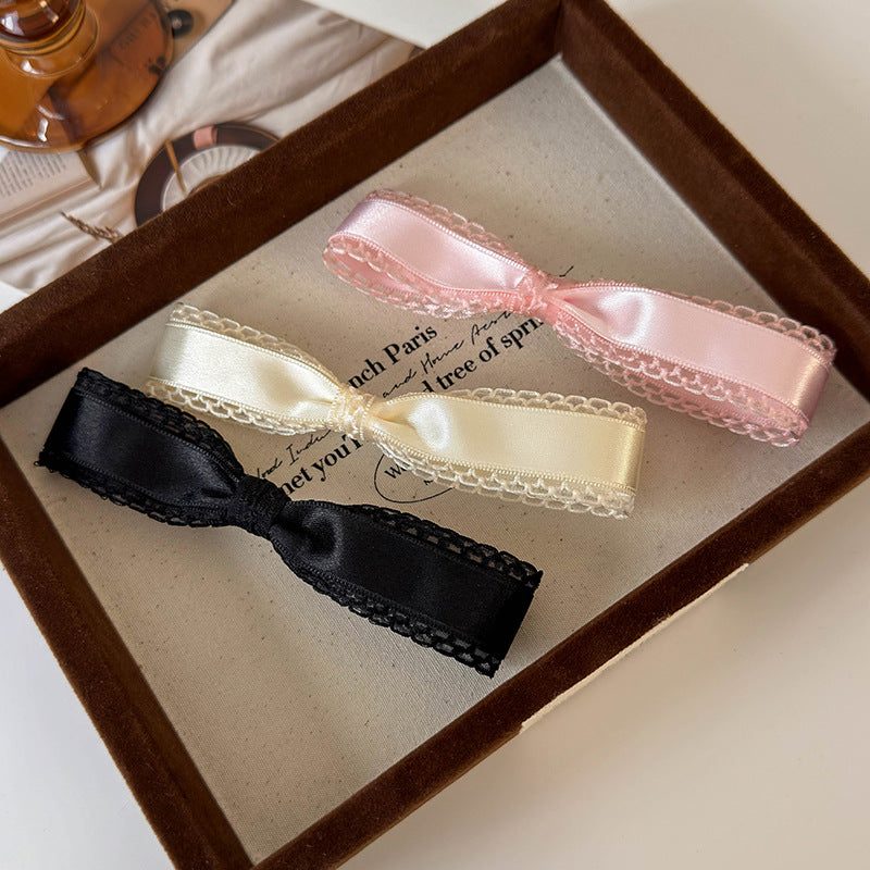 Wholesale Lace Satin Bow Spring Hair Clip
