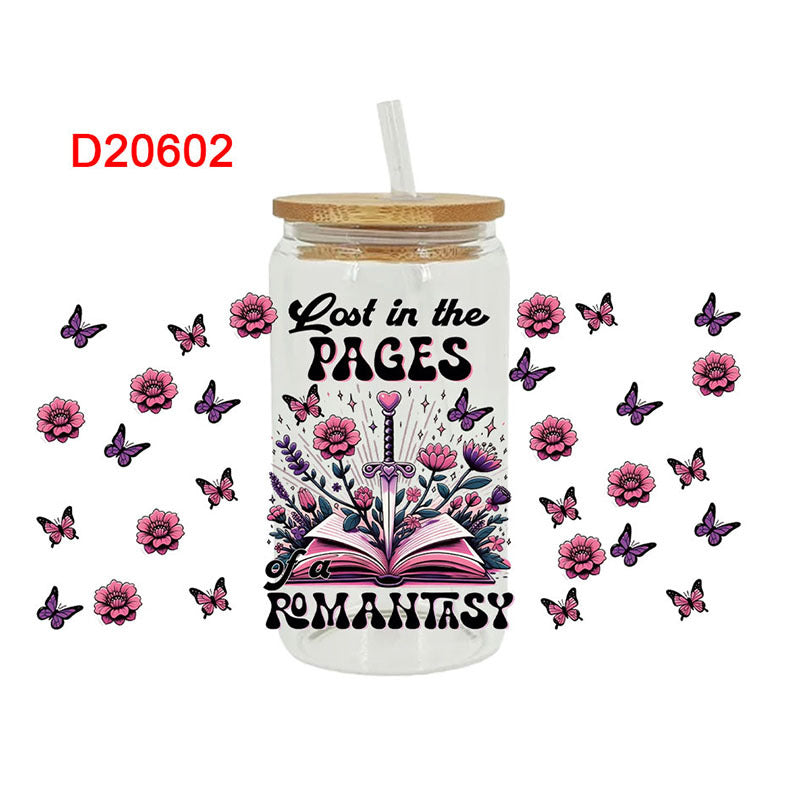 Wholesale Cute Cartoon Reading Theme Books 16oz Cup UV DTF Wraps