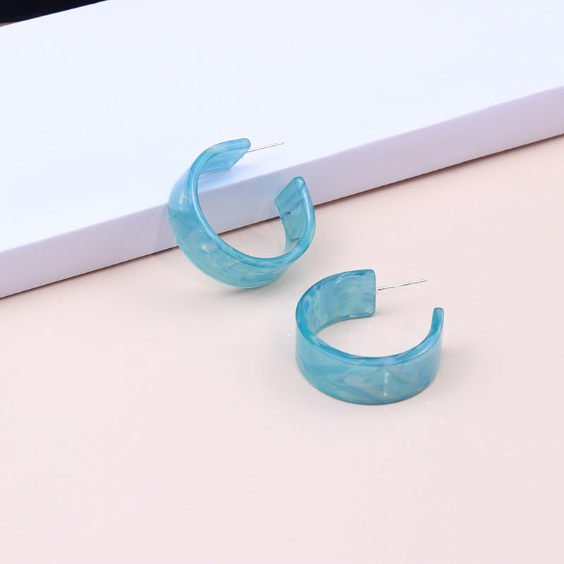 Wholesale Geometric C Circle Acetate Translucent Ripple Earrings