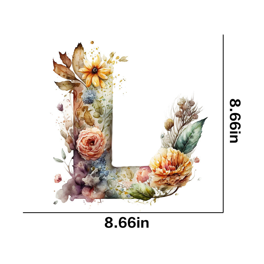 Wholesale 26 letter flower branches and leaves UV DTF Ready to Press Transfers Wraps