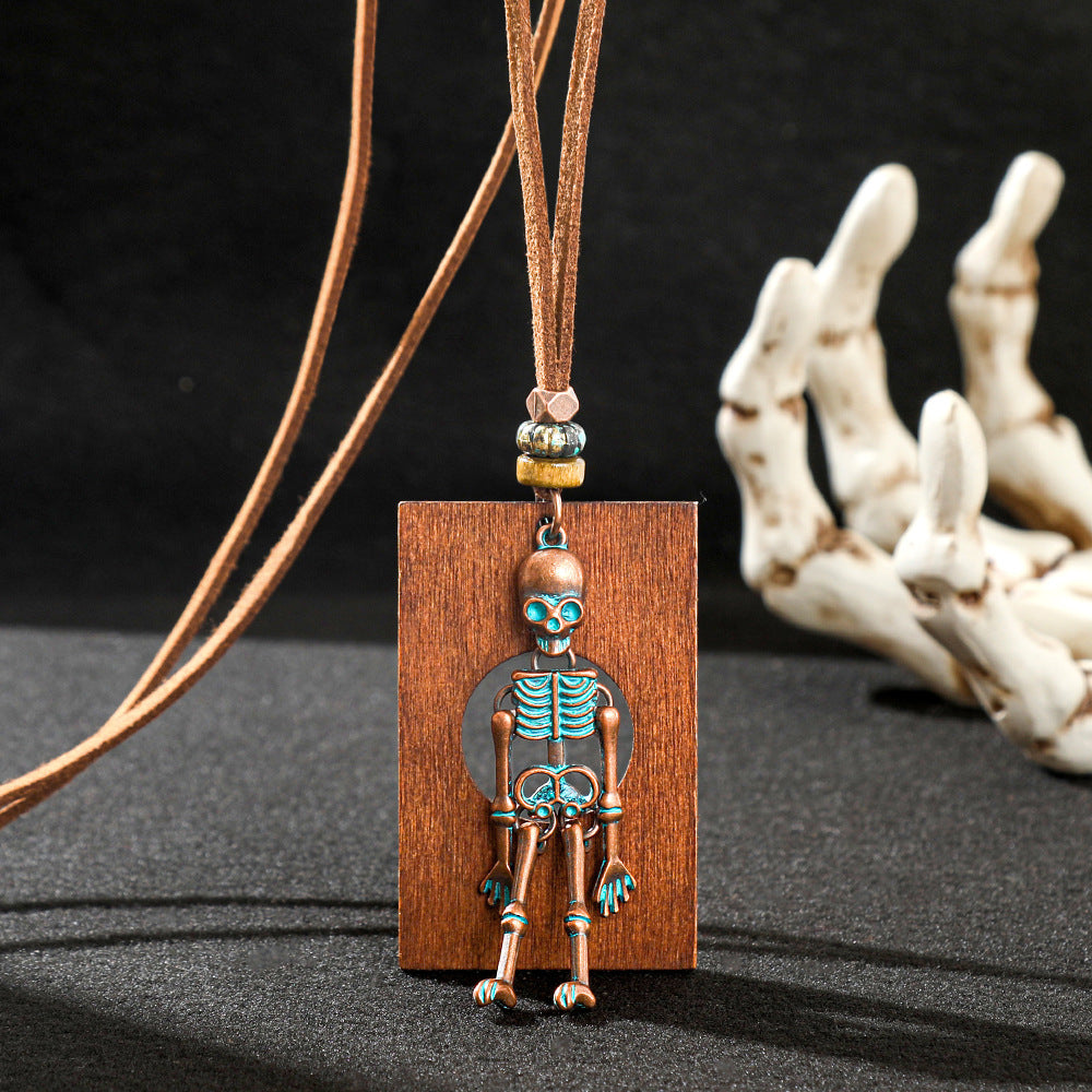 Wholesale Trendy  Multi Layer Skull Skeleton Pendant Long Chain Necklace Fashion Jewelry Accessory For Everyday Styling