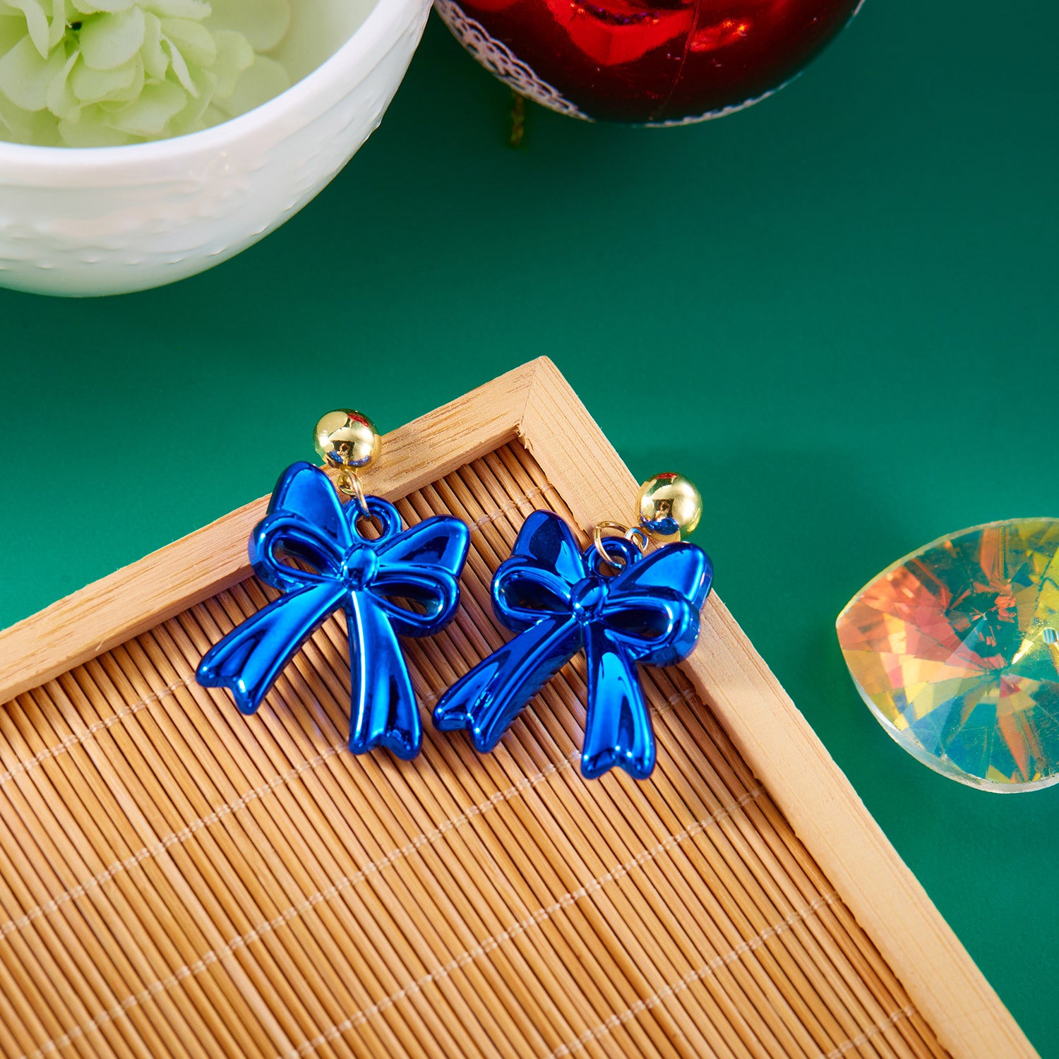 Wholesale Colorful geometric Christmas earrings triangle earrings