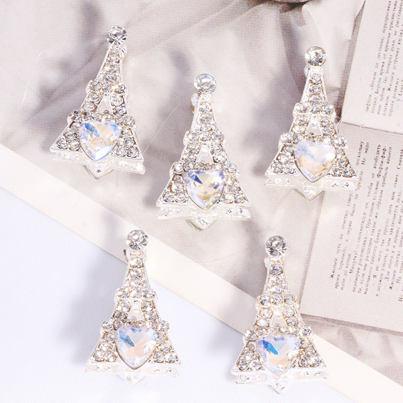 Wholesale 2PCS/Pack Three-Dimensional Eiffel Tower Alloy Hole Loose Beads DIY Mobile Phone Key Chain Necklace Bag Chain Accessories