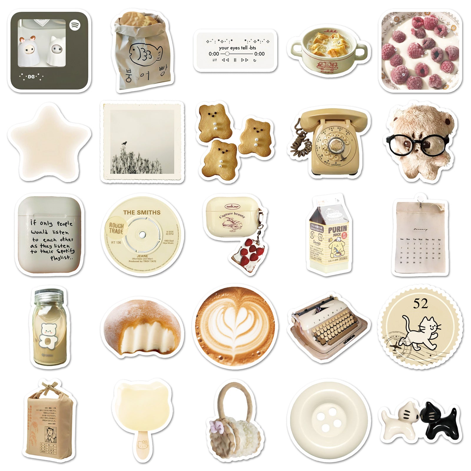 Wholesale 50 Cartoon Oat Latte Dessert Doodle Stickers
