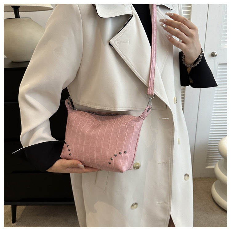 Wholesale Simple Square Bag Crocodile Texture PU Shoulder Bag Crossbody Bag