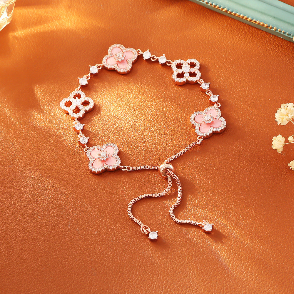 Wholesale Four leaf clover zircon sweet Blingbling Earrings