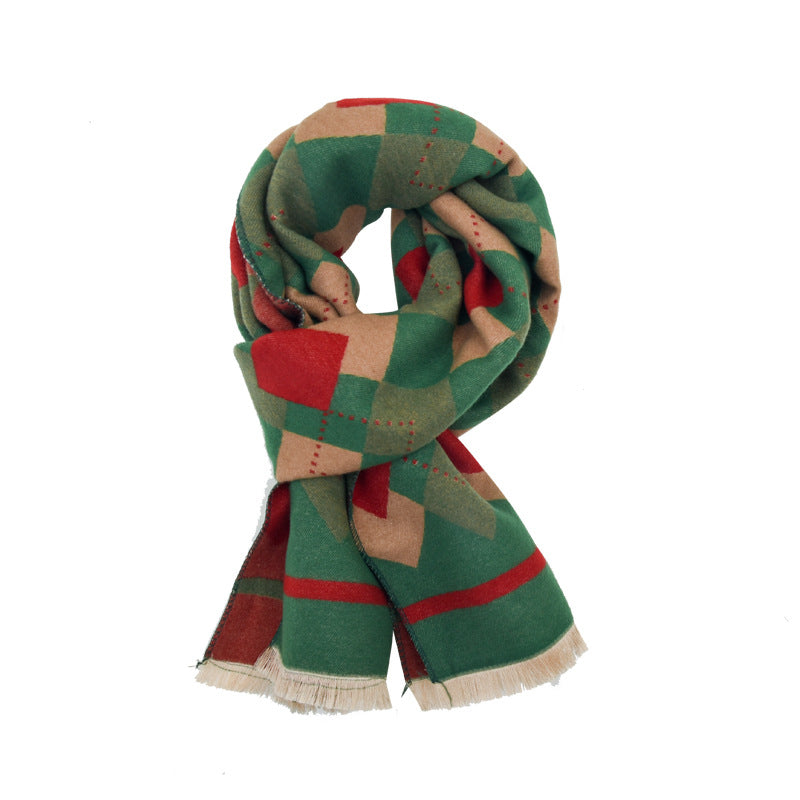 Wholesale Diamond Colored Grid Children's Winter Imitation Cashmere Warm and Thick Windproof Scarf