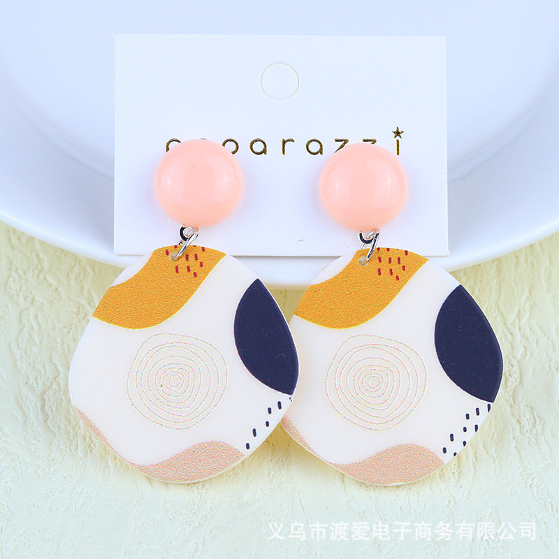 Wholesale Rainbow contrast summer acrylic earrings