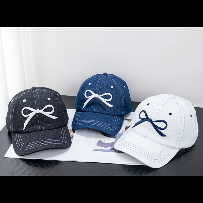 Wholesale Embroidered Bow Topstitched Baseball Cap